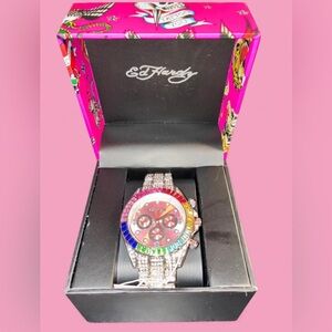 Ed Hardy Women's Rainbow Dial Watch with Silver Accents